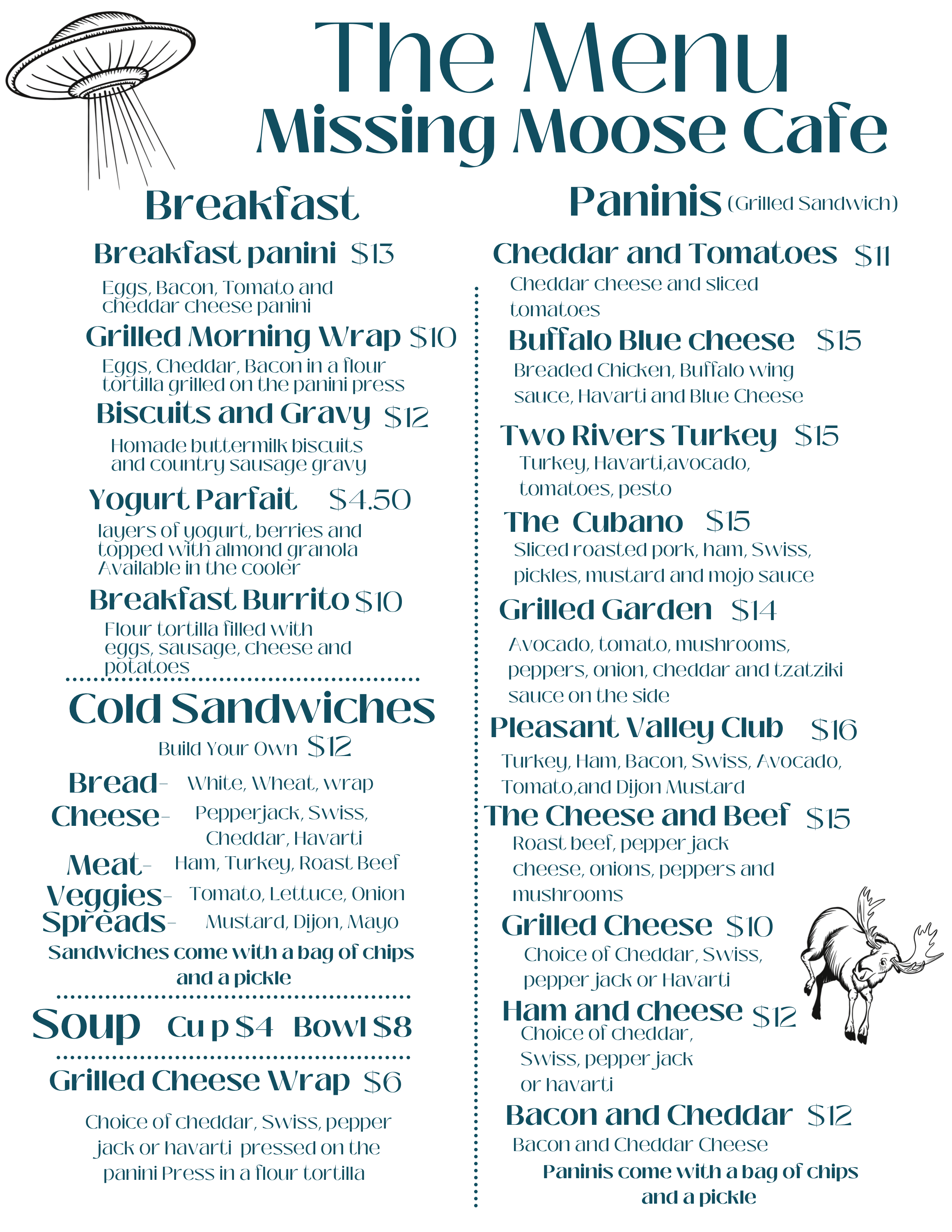 Menus Missing Moose Cafe